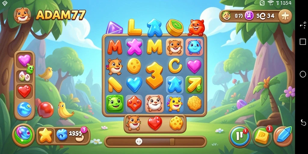 Tampilan gameplay seru dan penuh warna dari ADAM77 Match-3.