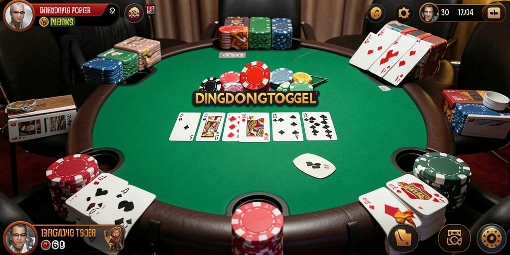 Tangkapan layar DINGDONGTOGEL menampilkan gameplay poker yang mendebarkan.