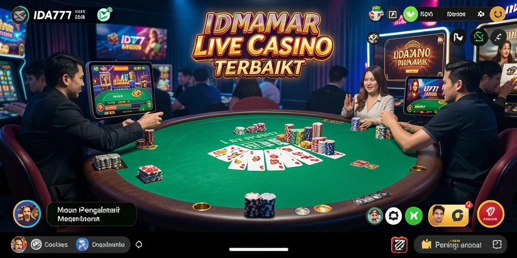 Screenshot gameplay IDA777 Live Casino menampilkan dealer langsung dan permainan seru.