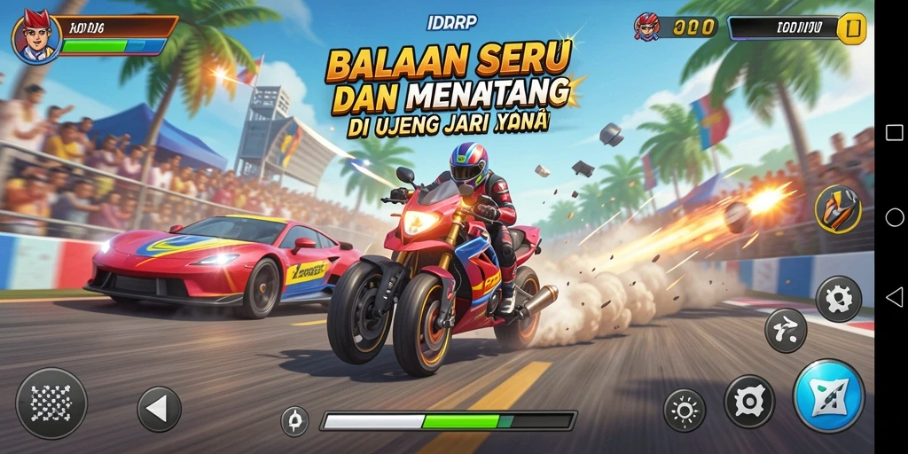 Gameplay menantang dengan berbagai trek dan mobil di IDRRP.