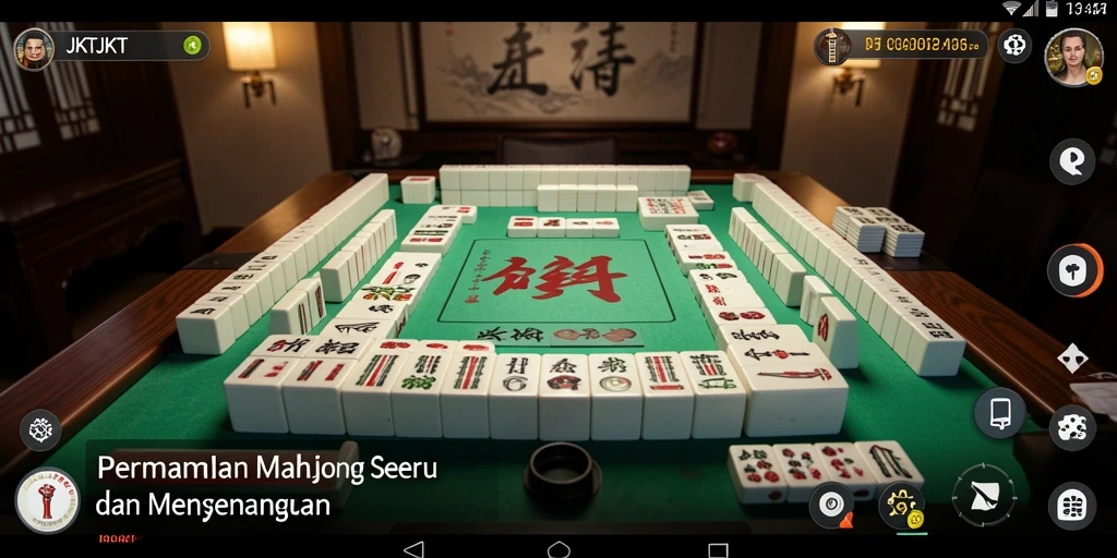 Tangkapan layar gameplay JKTJKT menampilkan pengalaman Mahjong yang mengasyikkan.