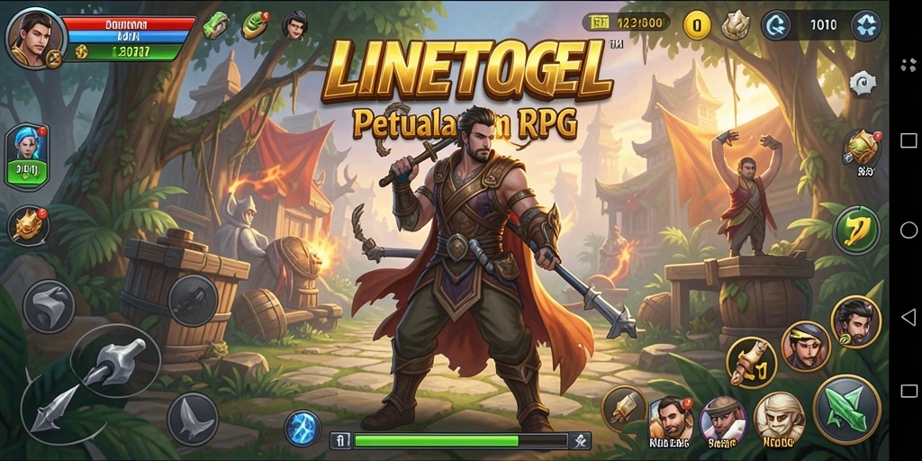 Tampilan gameplay LINETOGEL yang epik dan penuh warna.