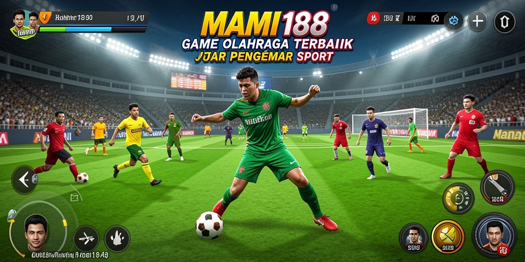 Screenshot utama MAMI188 menampilkan pertandingan sepak bola yang seru.