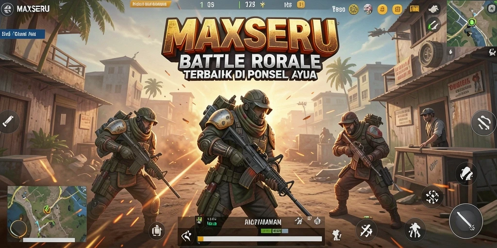 Screenshot gameplay MAXSERU dengan aksi pertempuran mendebarkan.