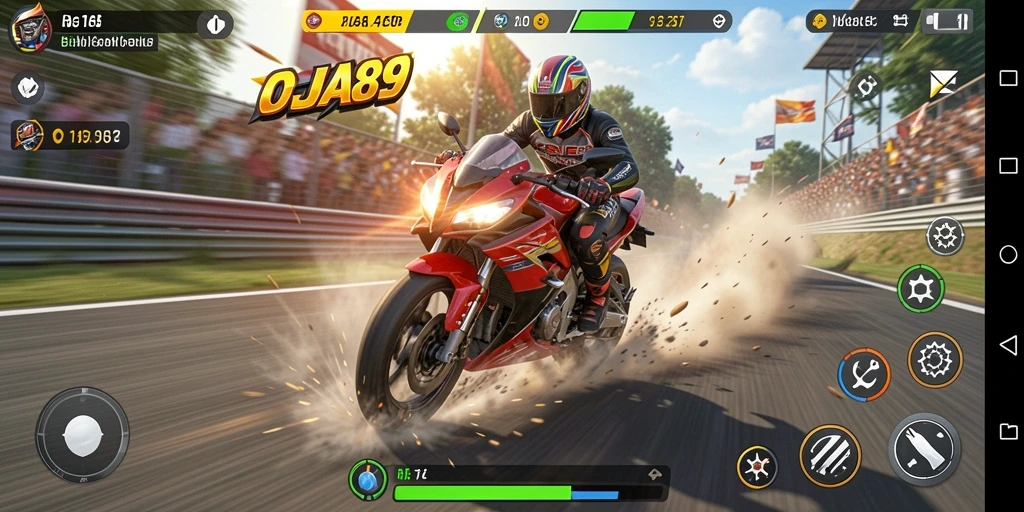 Gameplay OJA89 dengan balapan motor yang menegangkan dan grafis memukau.