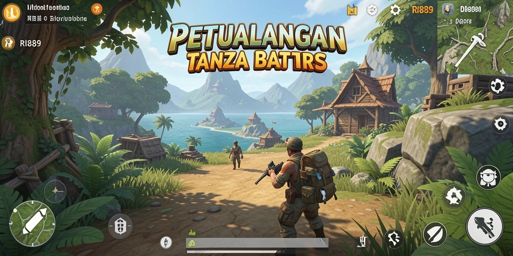 Screenshot gameplay RI889 yang menunjukkan lingkungan dunia terbuka yang luas.