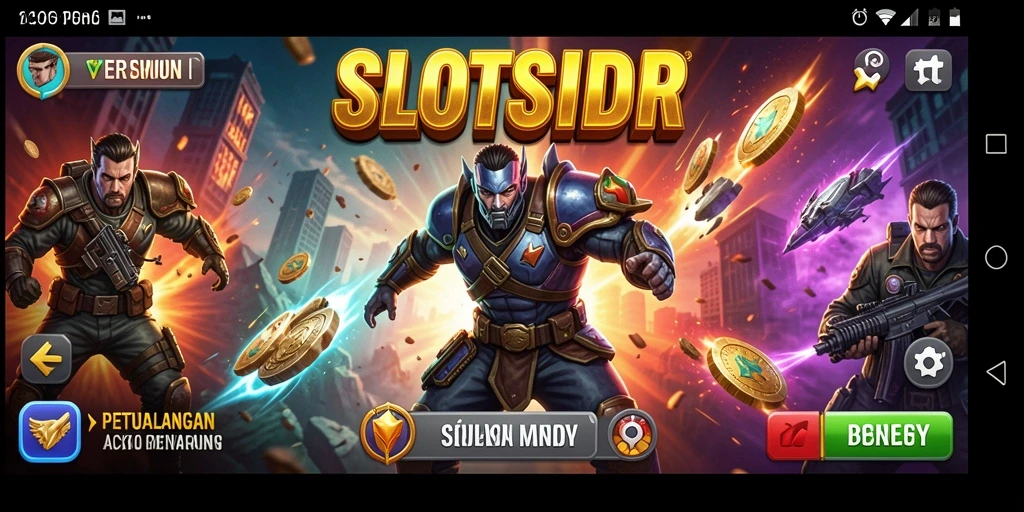 Tampilan gameplay dinamis SLOTSIDR menampilkan pertempuran seru dan karakter unik.